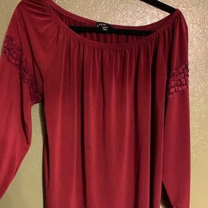 Lane Bryant Maroon wide neck top